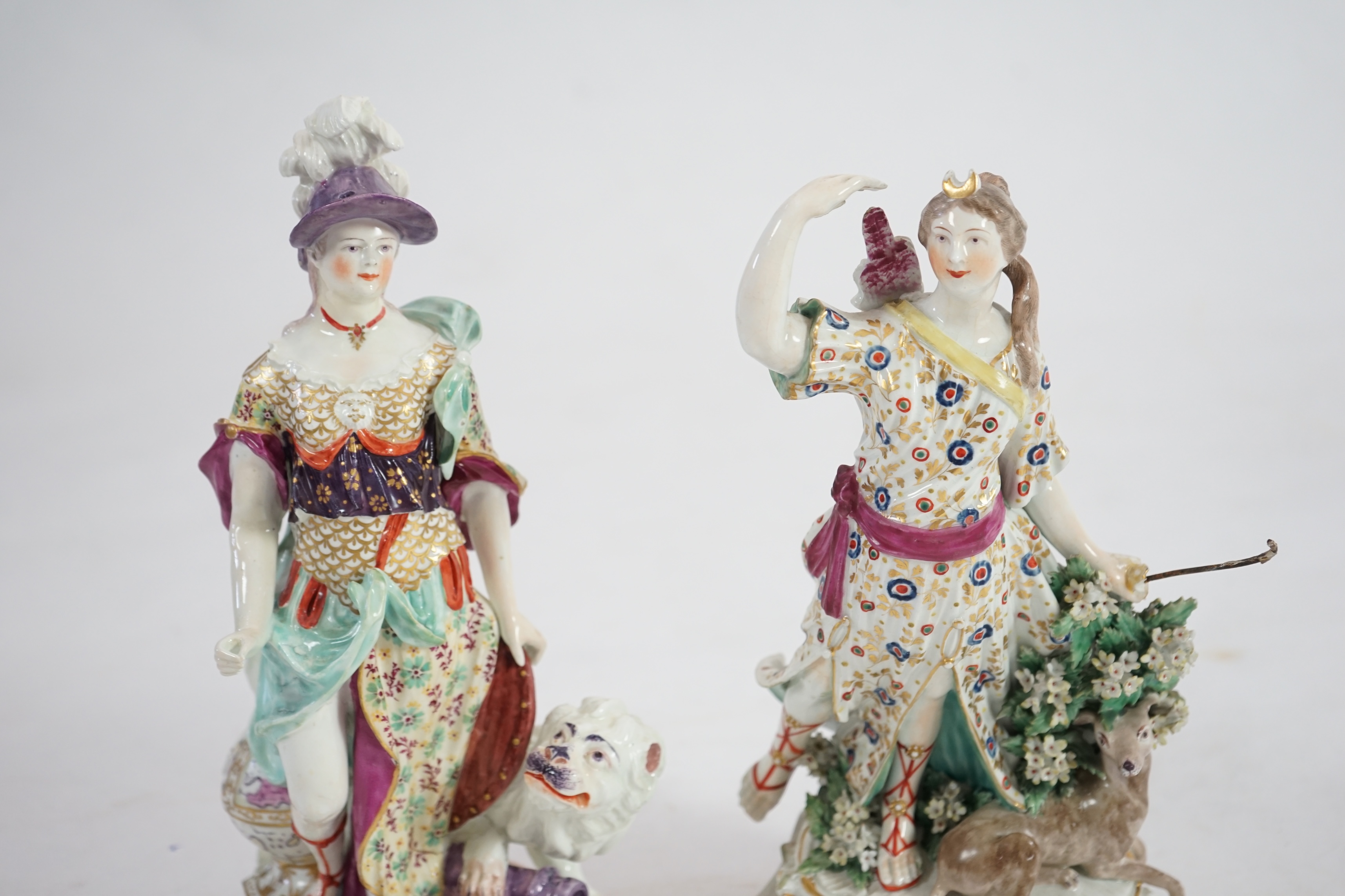 Two large Derby groups, Britannia and Diana the Huntress, c.1770-75